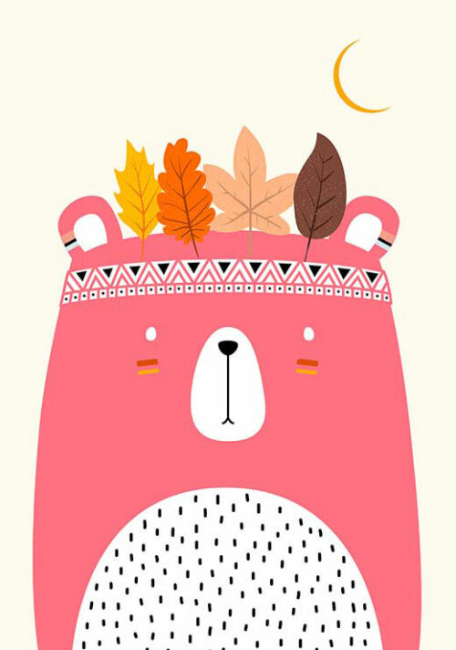 Cute Pink Little Bear - Kubistika